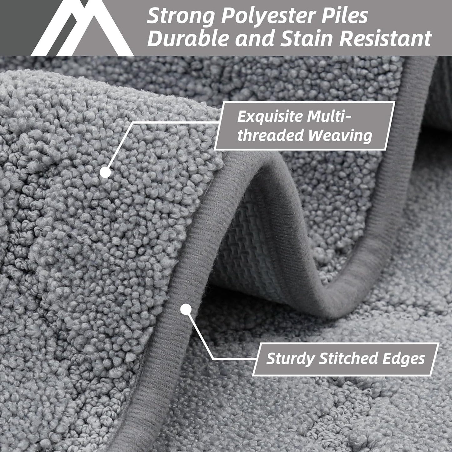 COSY HOMEER Soft Kitchen Floor Mats for in Front of Sink Super Absorbent Rugs and 20"x59" Non-Skid Mat Standing Washable,Polyester,Grey