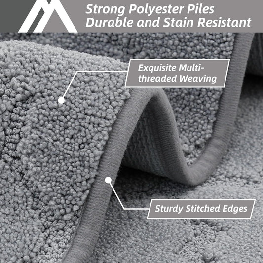 COSY HOMEER Kitchen Rugs 20"x48" Non-Slip Absorbent Soft Kitchen Runner Rug Polyester Kitchen Mats for Floor Washable Kitchens Standing Floor Mat for Sink Mat,Hallway,Laundry,Grey