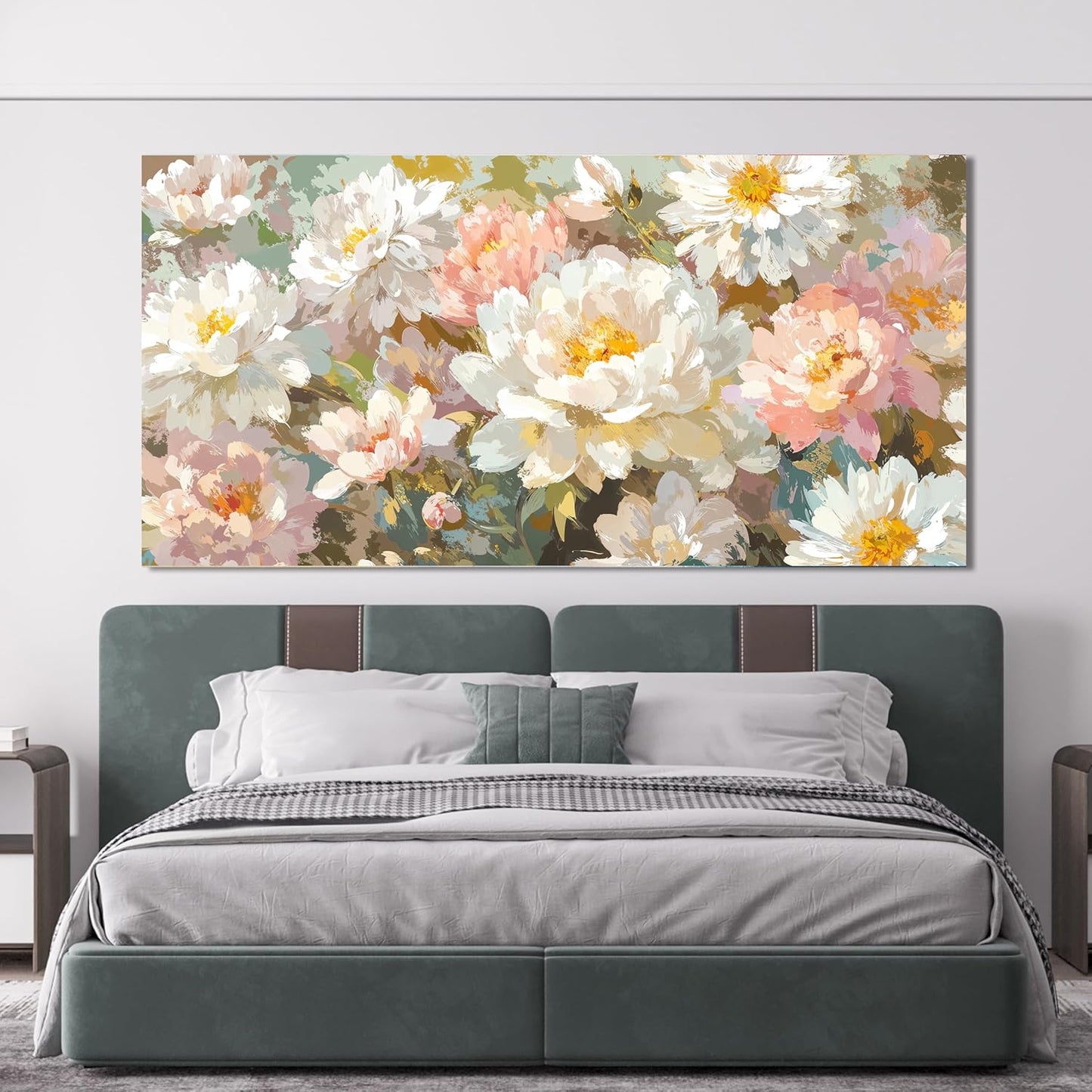 Canvas Wall Art Decor Large Wall Art for Living Room Colorful Flowers Wall Art Prints Artwork for Walls Oversized Botanical Wall Art Pictures Modern Canvas Art Wall Decor Bedroom Office Decor 29"X58"
