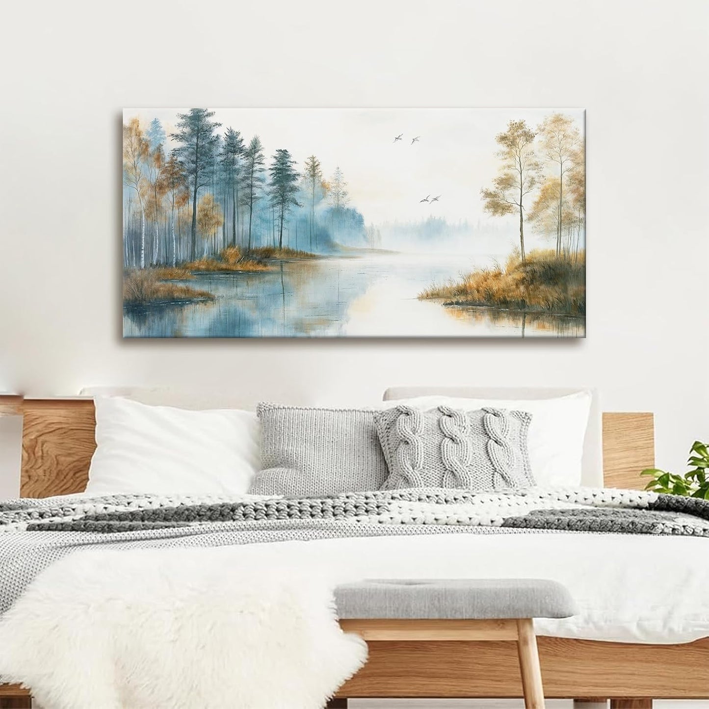 Suconvng Forest Tree Wall Art For Living Room Canvas Wall Art Decor Landscape Prints Painting Modern Print Poster Artwork Wall Painting Bedroom Kitchen Home Wall Decoration 24"X48"