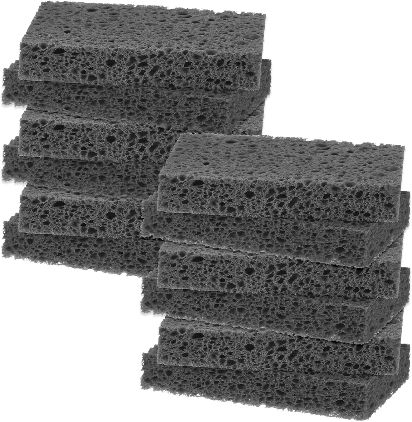 12-Pack Kitchen Sponges, Condense Eco Cellulose Non-Scratch Scrub Heavy Sponge for Kitchen/Household/Bathroom, Clean Tough Messes Dish Scrubber [Black]
