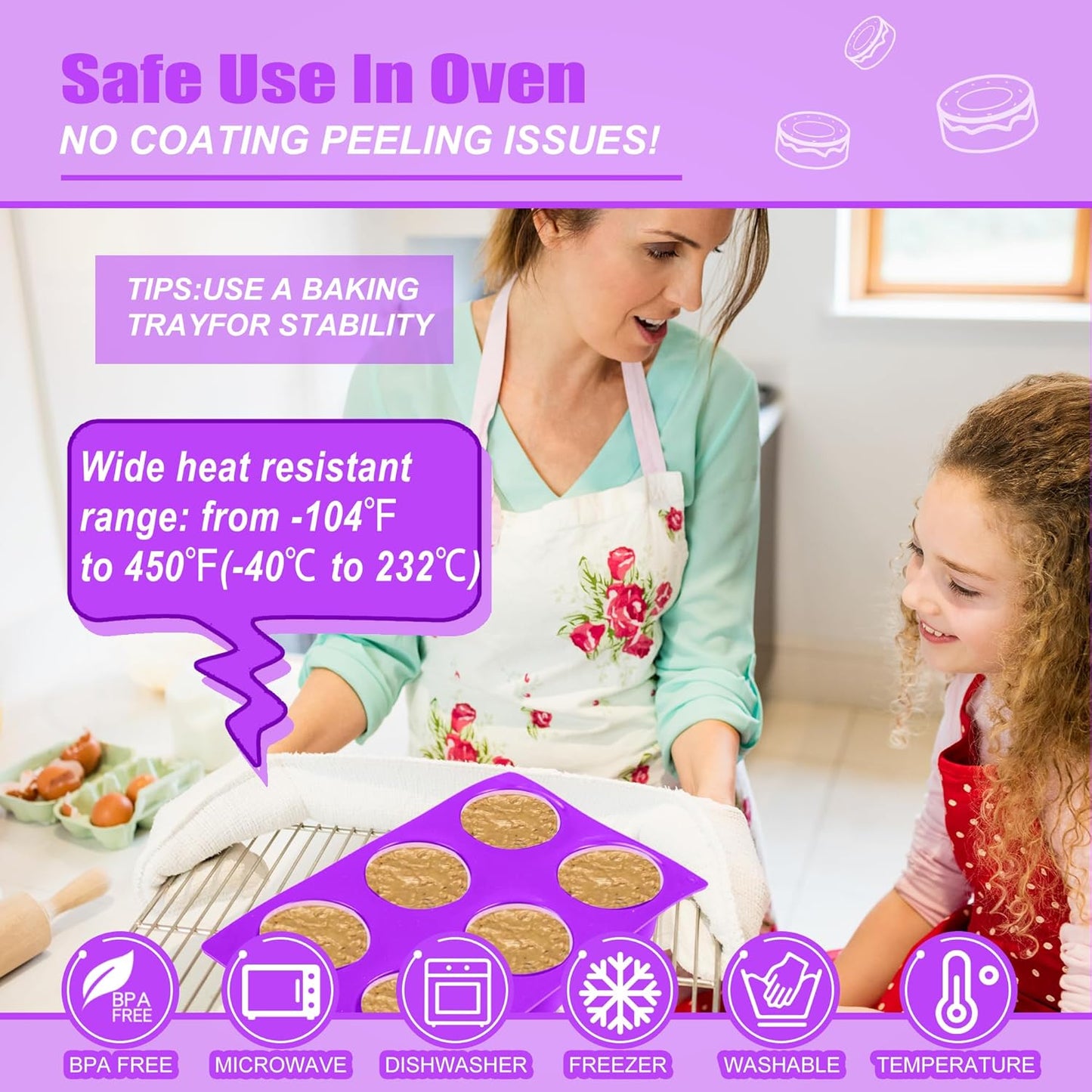 12 Cavity Silicone Chocolate Cookie Molds, Chocolate Covered Cake Molds, Baking Molds for Mini Cakes, Jelly - 2 pcs