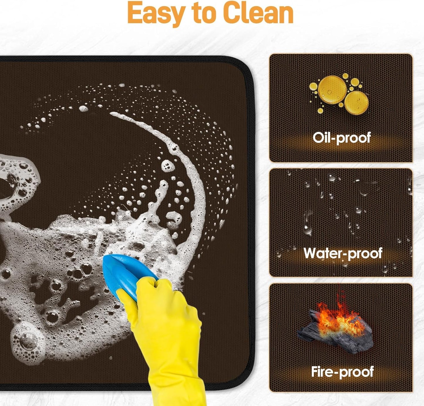 Heat Resistant Mats for Countertop - Fireproof 16x24 in Heat Resistant Mats for Air Fryer - Kitchen Countertop Protector Hot Pad for Air Fryer, Coffee Maker, Stand Mixer, Oven Brown - 2PCS