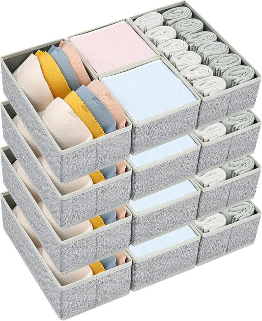 DIMJ Drawer Organizer Clothes Storage - 16 Pack Baby Dresser Organizer for Nursery, Foldable Drawer Dividers for Bedroom Closet Organization, Fabric Storage Bins for Socks, Underwears, Bras