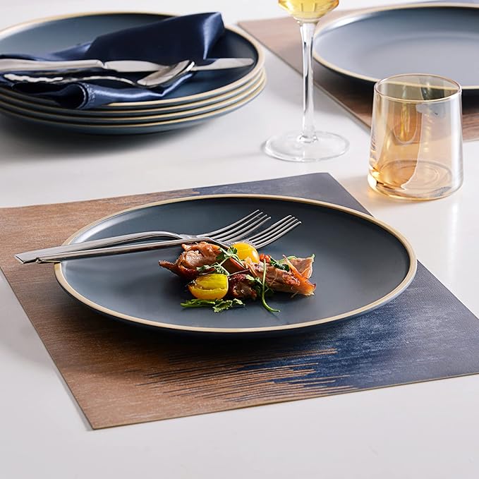 Melamine Dishes Sets of 6, Melamine Plates,10.5 Inch Dinner Plates, Outdoor Dinnerware Sets, Unbreakable, BPA Free, Dishwasher Safe, Blue