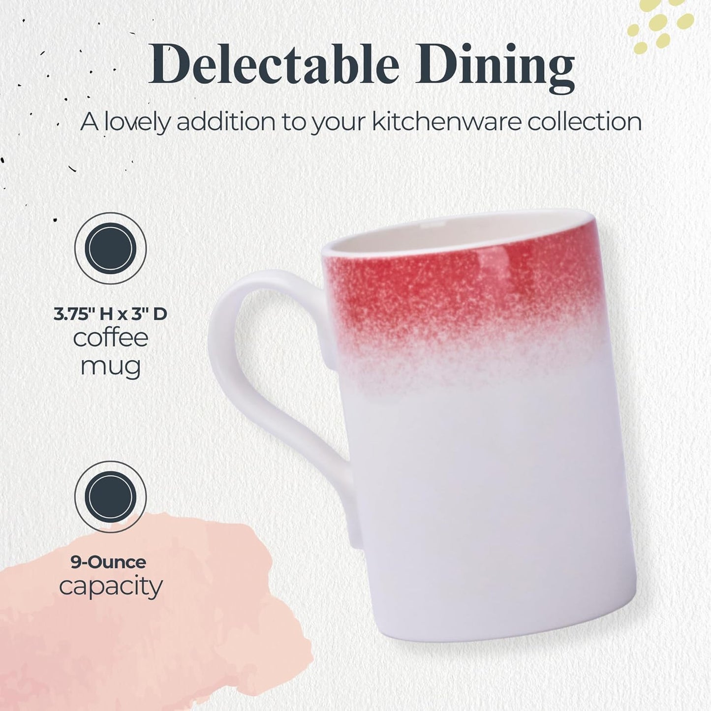 Portmeirion Potter's 9oz Mist Breakfast Mug (Set of 4) - Elegant Earthenware Tea Mugs with Handle, Microwave, Dishwasher & Freezer Safe - Classic Mist Design, Ideal Gift for Coffee Lovers (Red)