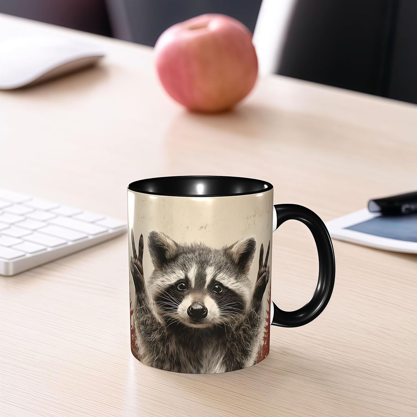 FyLybois Raccoon Coffee Mug Ceramic Coffee Cup with Handle Microwave Safe for Home or Office Gifts for Women and Men