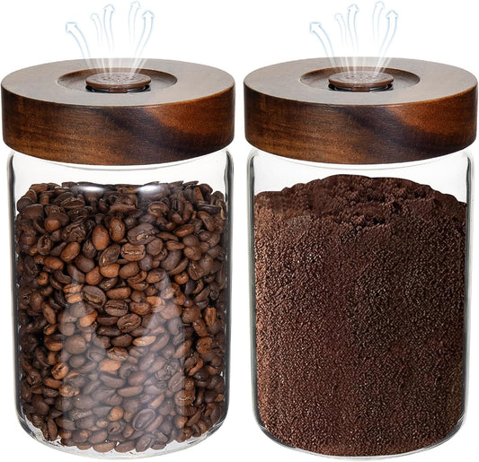 Glass Spice Jars Seasoning Containers Small Glass Jars with Lids Airtight Food Storage Canister for Kitchen Pantry Sugar Tea Coffee Bean Nuts Cookies Herbs Salt (30oz(900ml)*2 pack)