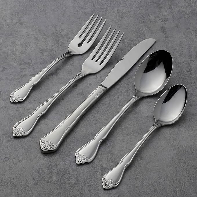 Oneida B552020A True Rose 20 Piece Everyday Flatware Set, Service For 4