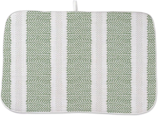 Boho Sage Green Dish Drying Mat 18 x 24 inch Modern Geometry Polka Dot Striped Decorative Drying Mats Microfiber Absorbent Dish Washable Draining Mat for Kitchen Counter Decor
