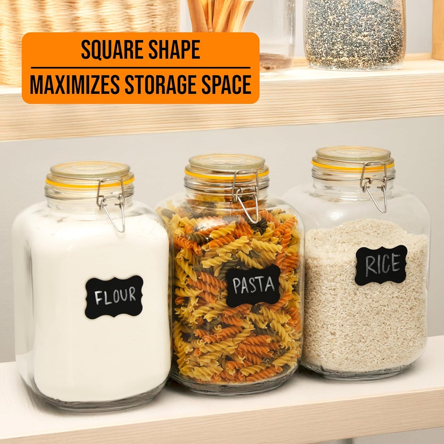 Galashield Glass Jars with Lids Food Storage Jars with Airtight Lids Leak Proof Glass Canisters Kitchen Jars [1 Gallon]