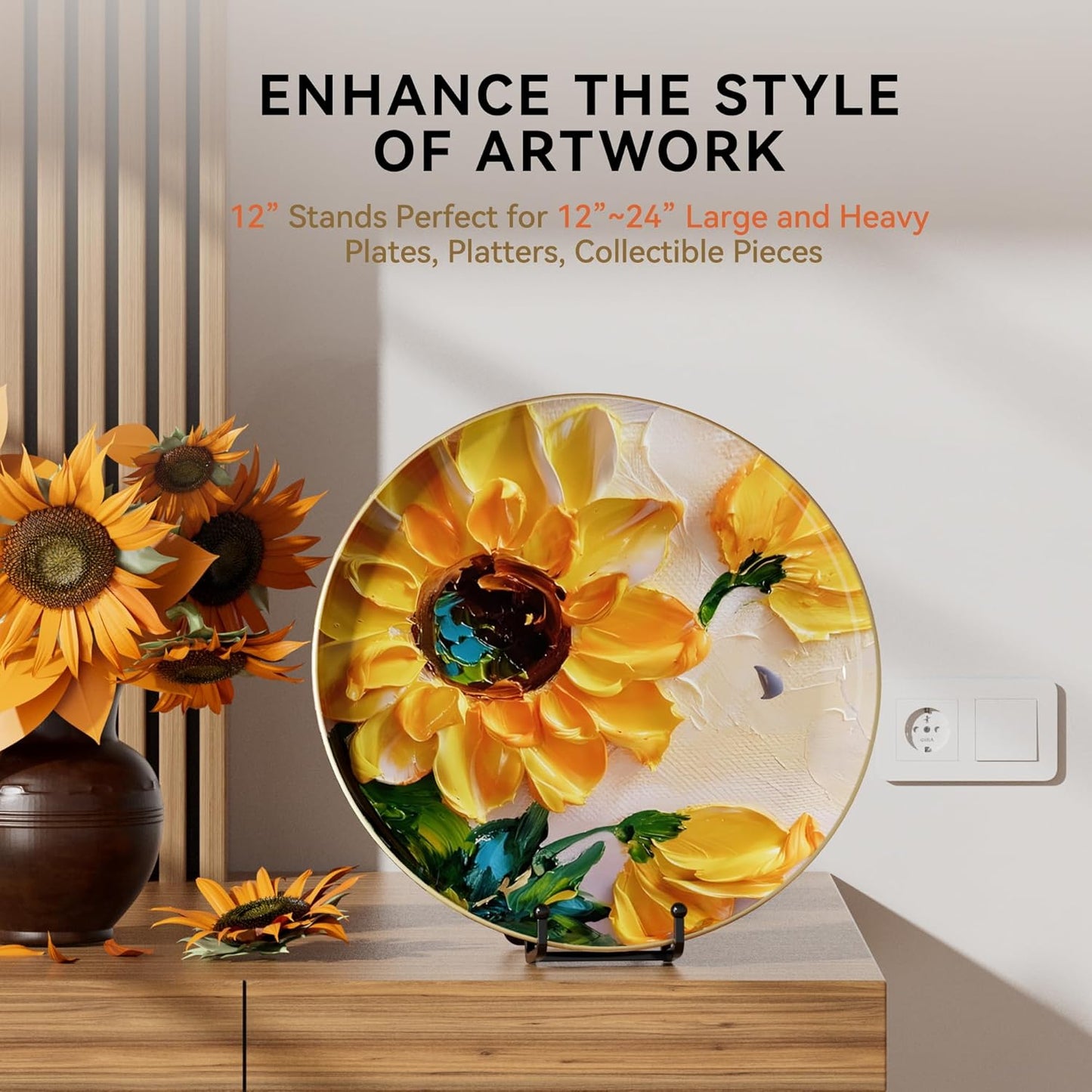 12 Inch Large Plate Stands for Display - Metal Picture Frame Easel Stands for Plates, Books, Platters, Plaques, Decor (2 Pack)