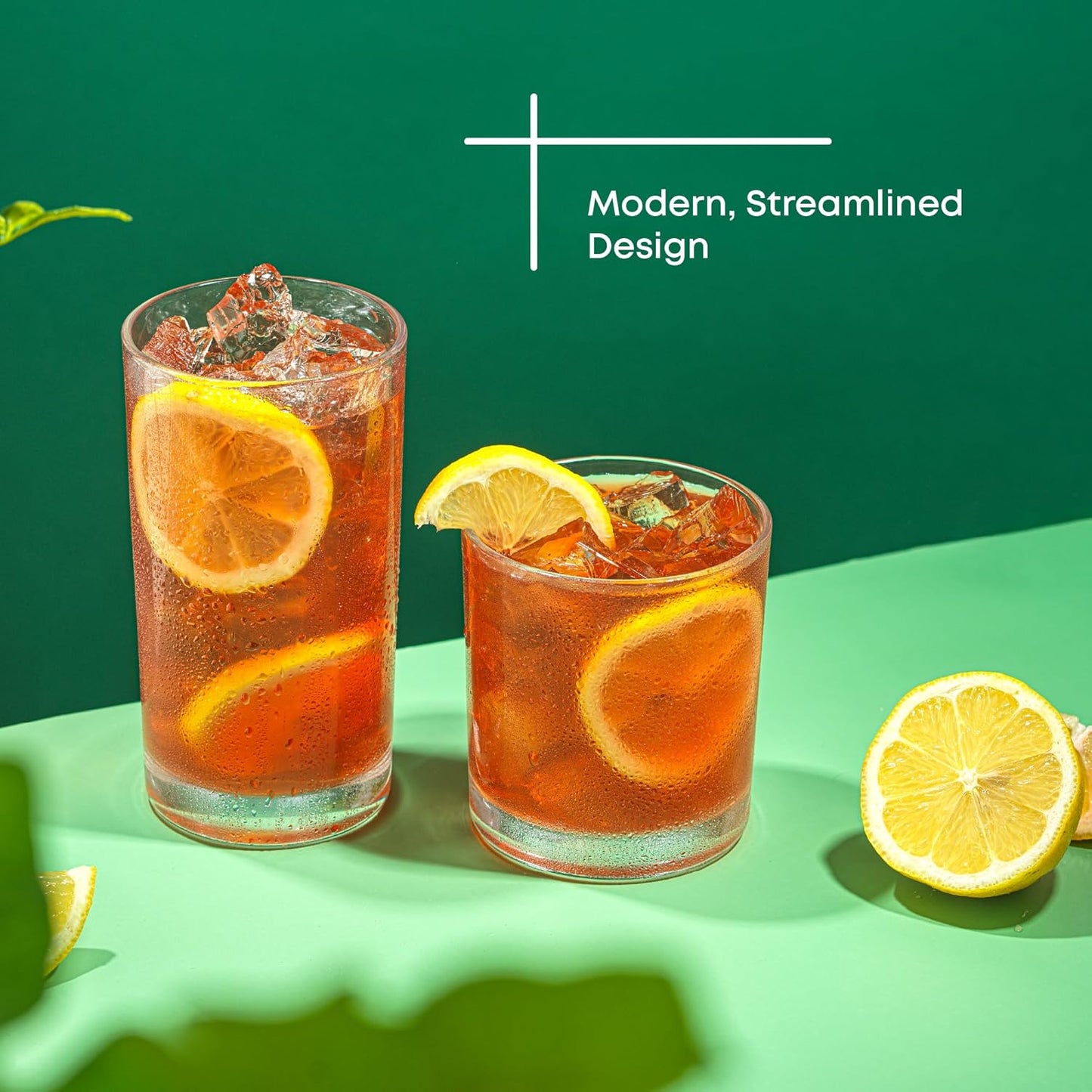 JoyJolt Alain Drinking Glasses Set of 8 Glass Tumblers. Highball 14oz Bar Glasses and Lowball 10oz Rocks Glasses Set. Cocktail, Juice, Whiskey Glasses or Water Glasses. Kitchen or Bar Glassware Set