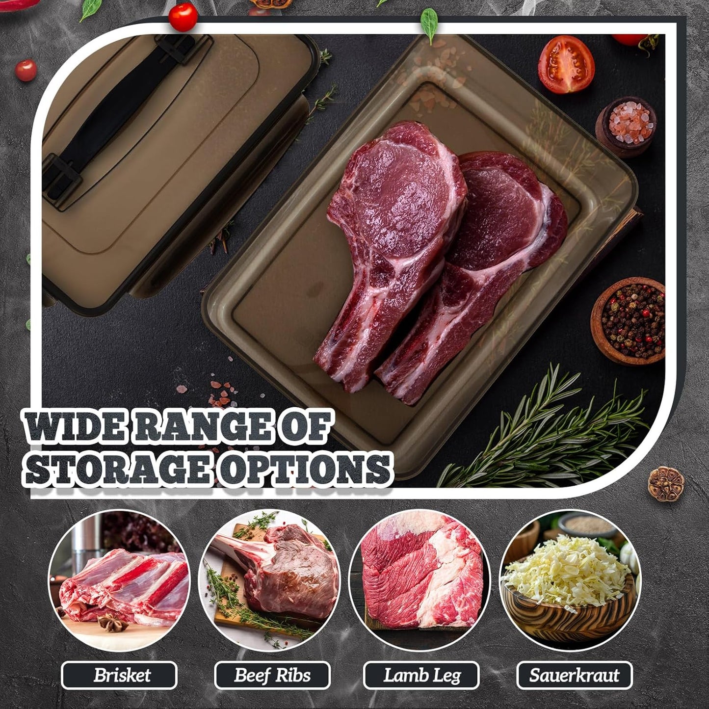 3 Pcs Marinating Containers with Lid 12.5, 8.3, 6.5 Quart Plastic Food Brining Containers Dishwasher Safe Grilling Accessories for Thanksgiving Meat Chicken Turkey Rib BBQ Prep Storage