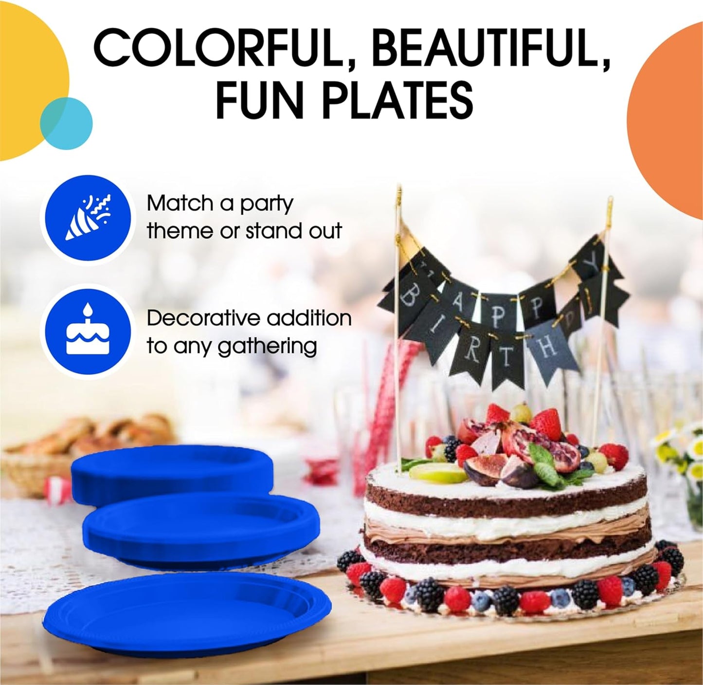 Exquisite Party Solids Dark Blue Plastic Plates For Party Supplies 7" Dark Blue Disposable Plates Heavy Duty 50 Pcs Plastic Dinnerware Sets Heavy Duty 350 GSM Disposable Dinnerware Set