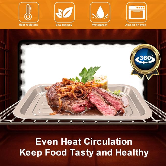 Air Fryer Grill Pan for Emeril Lagasse Dual Zone 360 Air Fryer Oven 25 QT Extra Large, 11.5''×6.7'' Steel Air Fryer Tray Accessories Grill Plate Crisper Plate Drip Pan Replacement Parts Rack