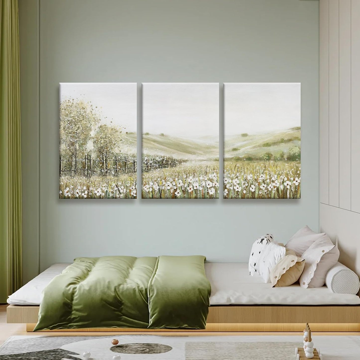 QSQ Canvas Wall Art Decor Natural Wall Decorations Home Decor Wall Art Prints Mountain Wilderness Landscape Large Size Artwork for Living Room Wall Bedroom Kitchen Office 24"x 36"x 3pcs