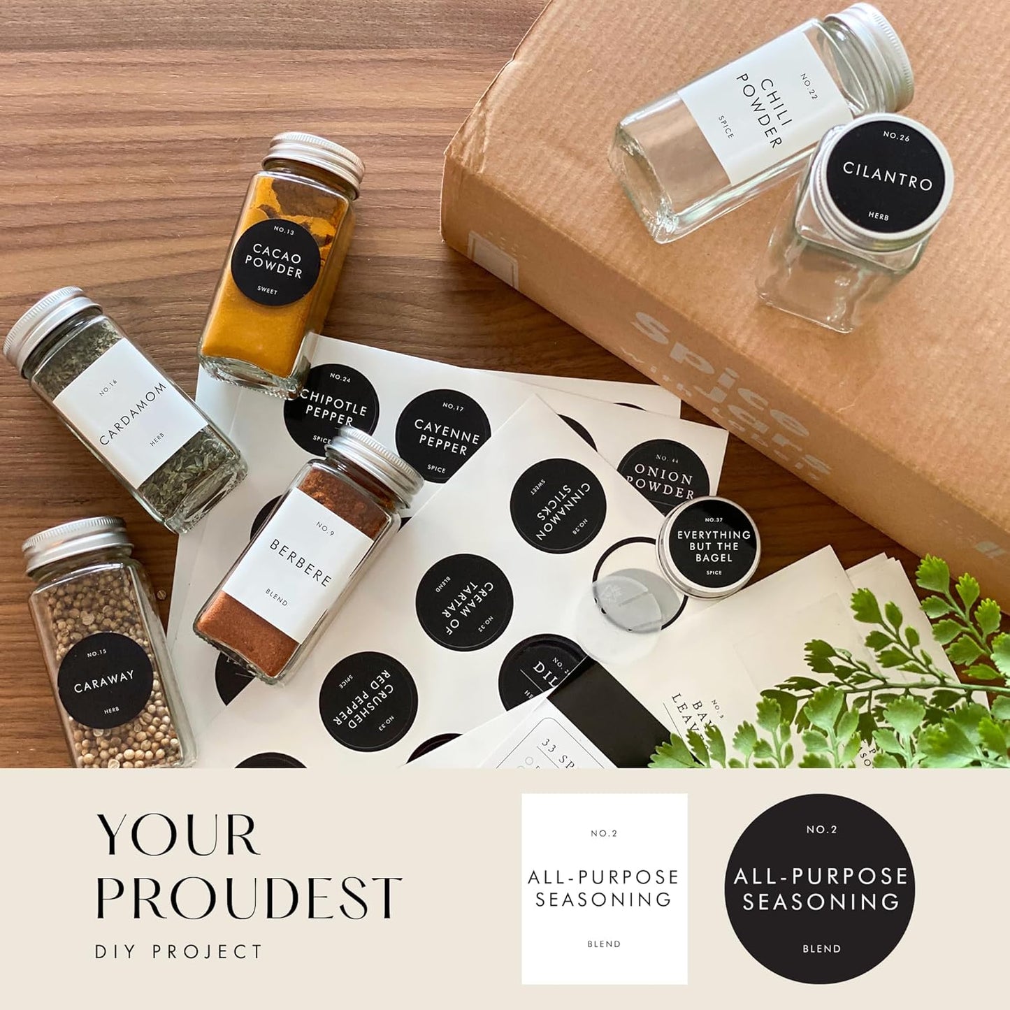 Glass Spice Jars with Labels with Metal Lids and Shakers Minimalist 36 Pack Set, 4oz Small Clear Empty Spice Bottles Seasoning Containers with Label Organizer Square Herb Seasoning Jars for Kitchen