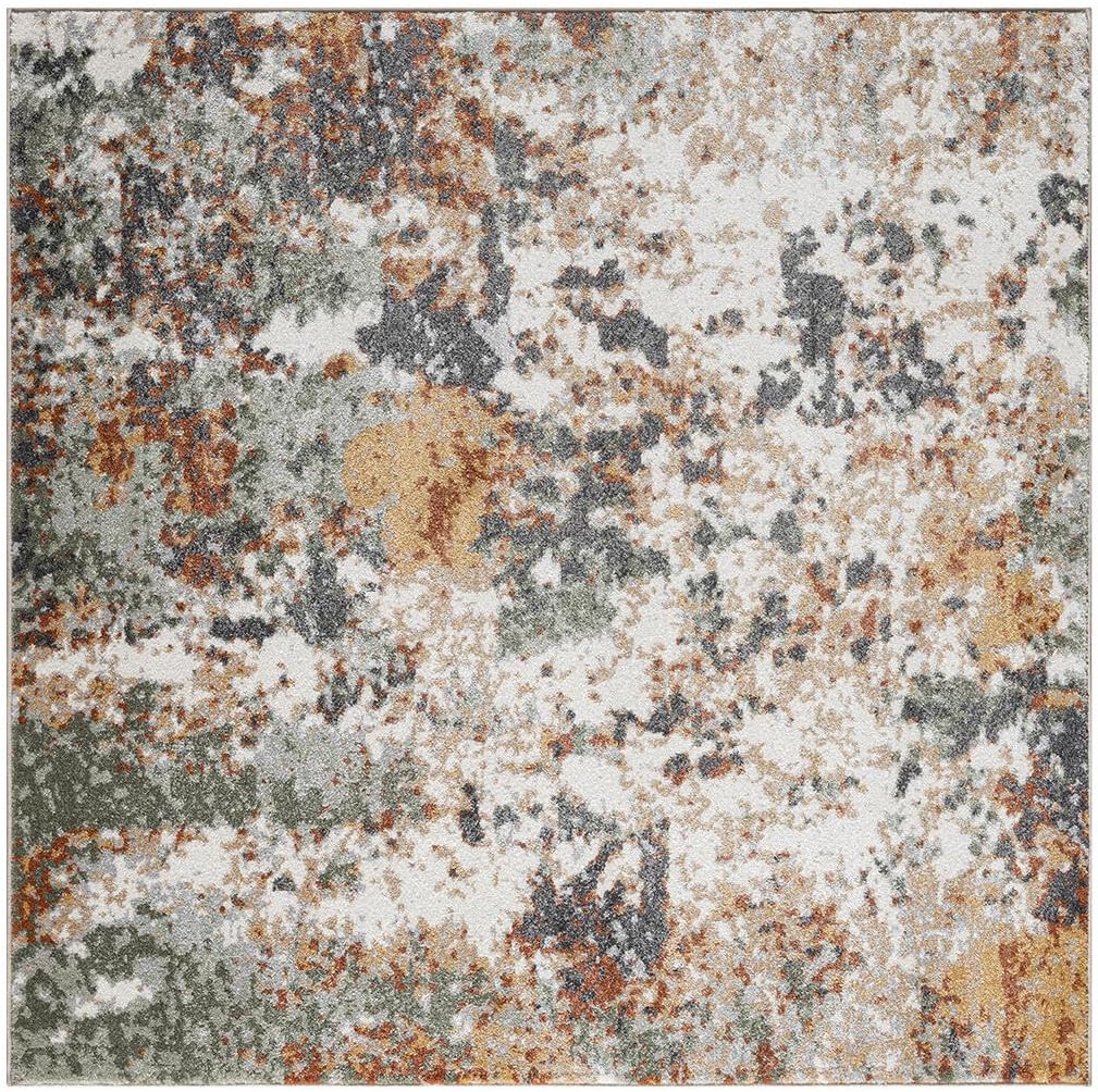 Keen Home Design Area Rugs - 5ft Round Non-Shedding, Abstract Rugs for Kitchen, Living Room, Bedroom, Dining Room, Entryway - Size: 5'3" Square, Multi