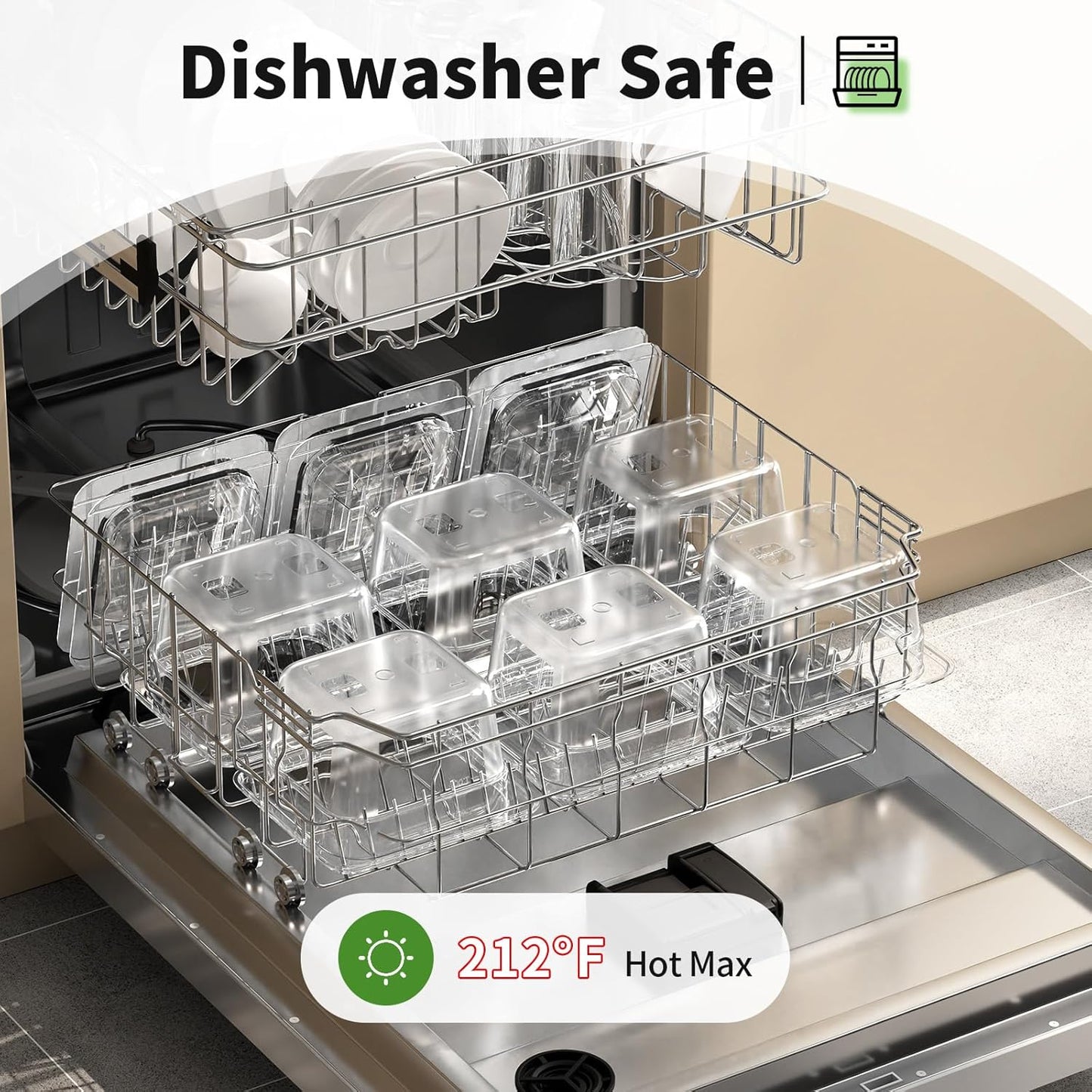 1/6 4" 6 Pack Plastic Food Pans With Lids, Clear Food Pan, Commercial Stackable Polycarbonate Freezer-Safe for Fruits Vegetables Restaurant Kitchen