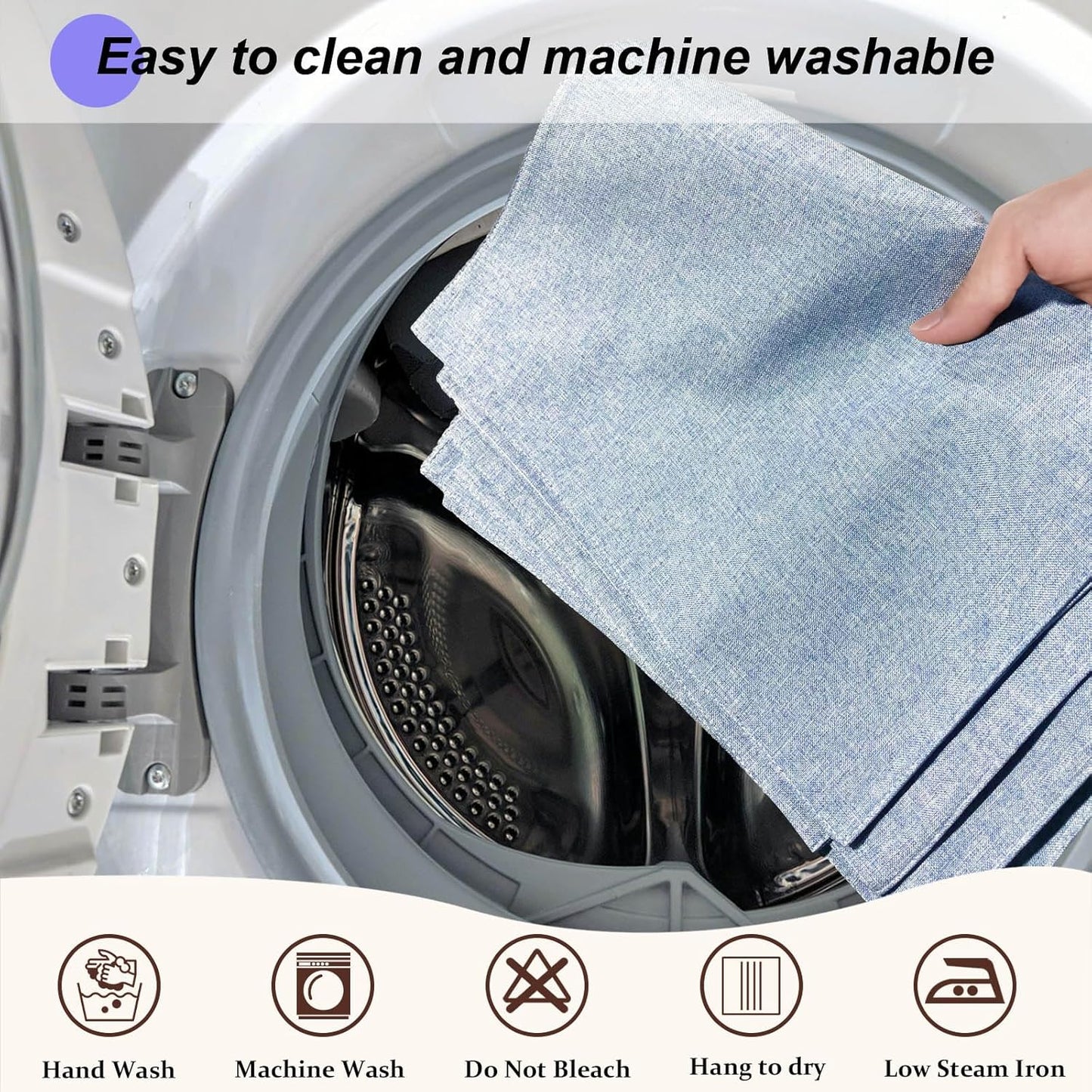 Cloth Placemats Set of 6, Cotton Linen Blend Machine Washable Double Layered Durable Place Mats Heat Resistant Placemats Wrinkle Free Thick Fabric Dining Table Mats (Light Blue, 6)