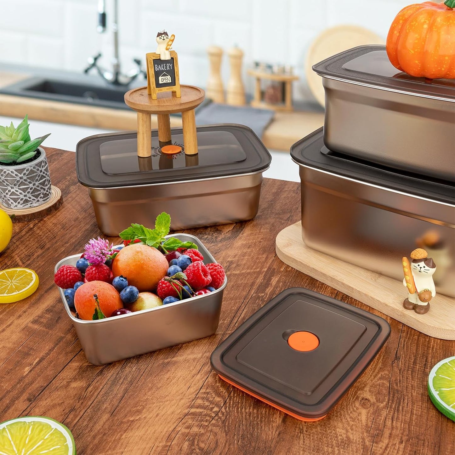 4 PCS Stainless Steel Food Storage Containers(50oz) with Lids Leak Proof & Airtight | Stainless steel freezer Containers,Airtight Bento Lunch Box,For Meal Prep,Fruit,Snack,Freezer