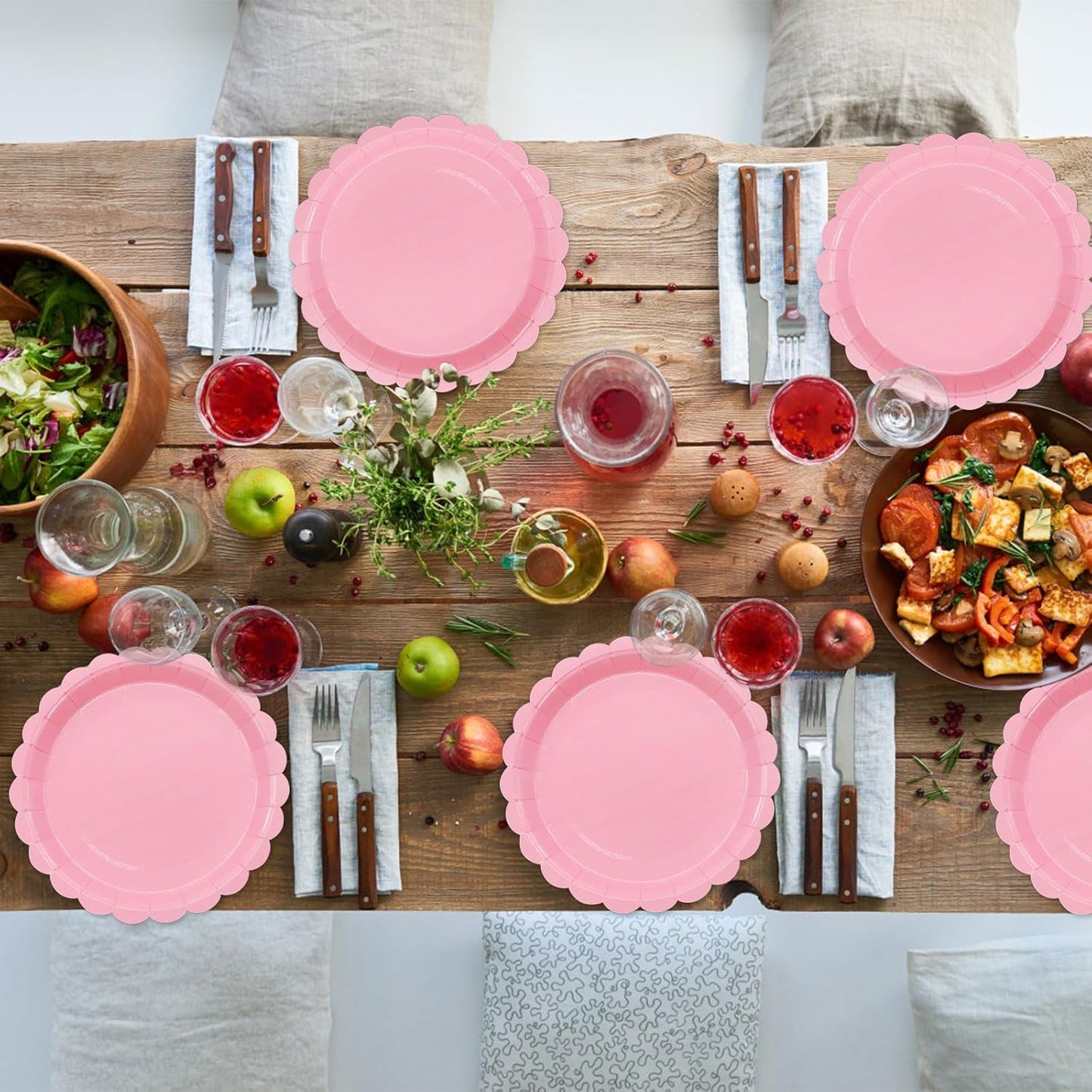 50Pcs Light Pink Paper Plates Pink Party Supplies 9 Inch Disposable Dessert Plates Birthday Party Plates for Valentines Tea Party Baby Shower Wedding Graduation Picnic BBQ