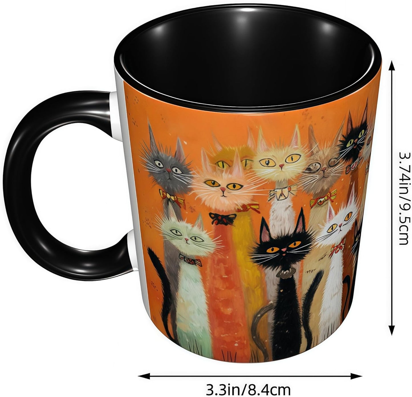 FyLybois Cat Coffee Mug Ceramic Coffee Cup with Handle Microwave Safe for Home or Office Gifts for Women and Men