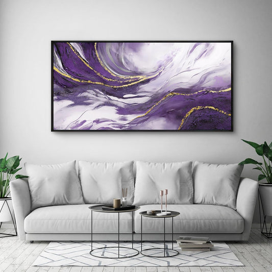 yiijeah Purple Abstract Canvas Wall Decor for Living Room - Purple and Gold Large Picture Framed Artwork for Walls Bedroom Office Home Decor Modern Boho Wall Art