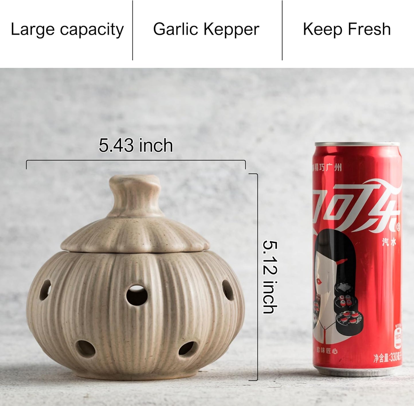 Ceramic Garlic Keeper for Counter, Garlic Holder with Lid and Holes Large Garlic Saver and Storage Cute Kitche Gadget, Yellow