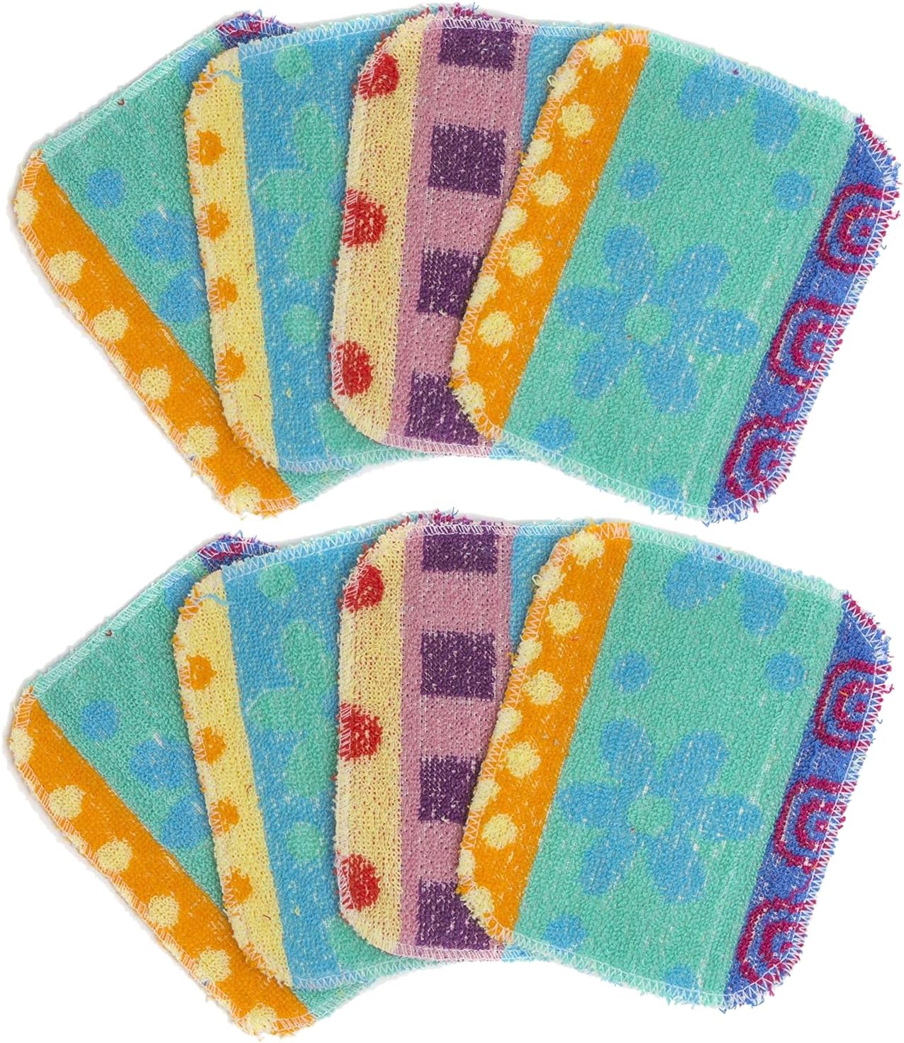 Kitchen Dish Scrubbers | Soft Scrub for Dishes | Non-Scratch Cleaning Pads for Kitchen | Made from Cotton Fiber | Safe on All Surfaces | Long-Lasting & Easy to Clean | Pack of 8