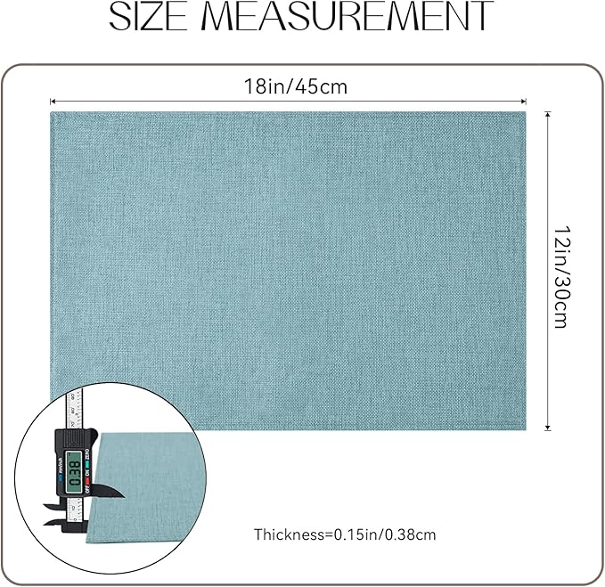 Romanstile Cloth Placemats Set of 4-12 x 18 Inch, Heat Resistant Double Layered Thickened Burlap Place Mats, Washable Linen Farmhouse Table Mats for Kitchen/Dining/Party/Outdoor, Teal