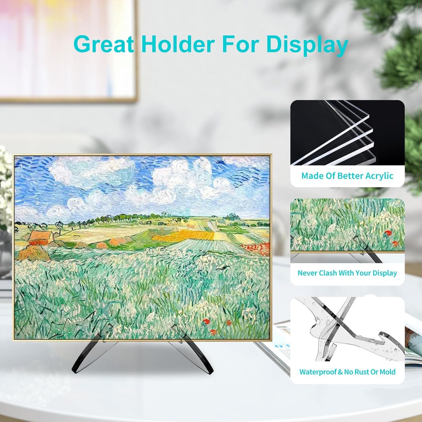 Boloyo "X Shape Acrylic Plate Display Stand, 4.5 Inch 2PC Clear Acrylic Bowl Plate Platter Dish China Porcelain Display Holder Easel Base for Home Kitchen School Art Display