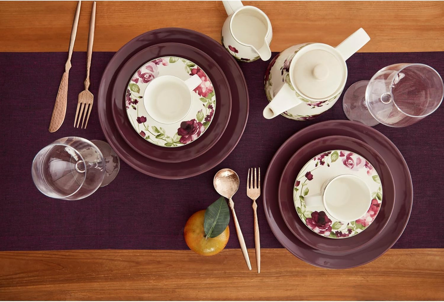 Solino Home Linen Chambray Burgundy Table Runner 108 Inches Long - Athena, 100% Pure Linen 14 x 108 Inch Table Runner for Fall, Autumn, Thanksgiving, Christmas