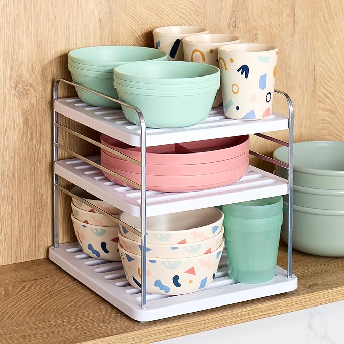 YouCopia UpSpace Cabinet Box Organizer, Adjustable Kitchen Pantry Shelf for Plastic Wrap and Foil Storage, Small Premium Edition