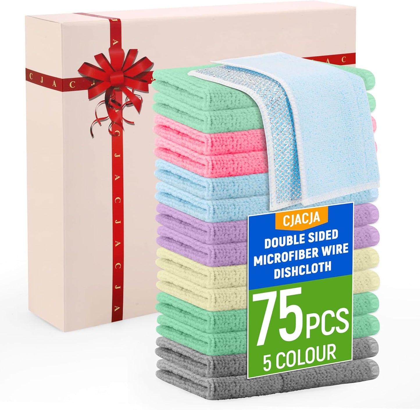 Double Side Non Scratch Wire Dishcloth 75pcs-Multipurpose Wire Dishwashing Rags Wire Mesh Cleaning Cloth,Kitchen Towels and Dishcloths Sets Microfiber Cloth for Cleaning Pans Sinks & Cookware