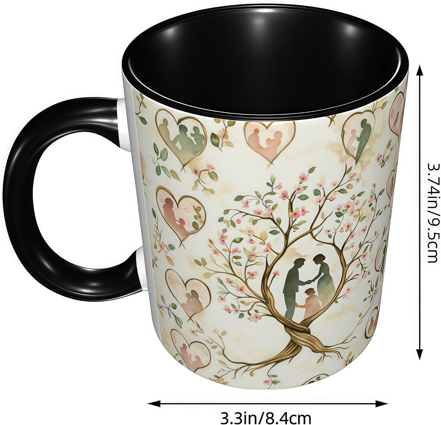 Family Tree Coffee Mug Ceramic Coffee Cup with Handle Microwave Safe for Home or Office Gifts for Women and Men
