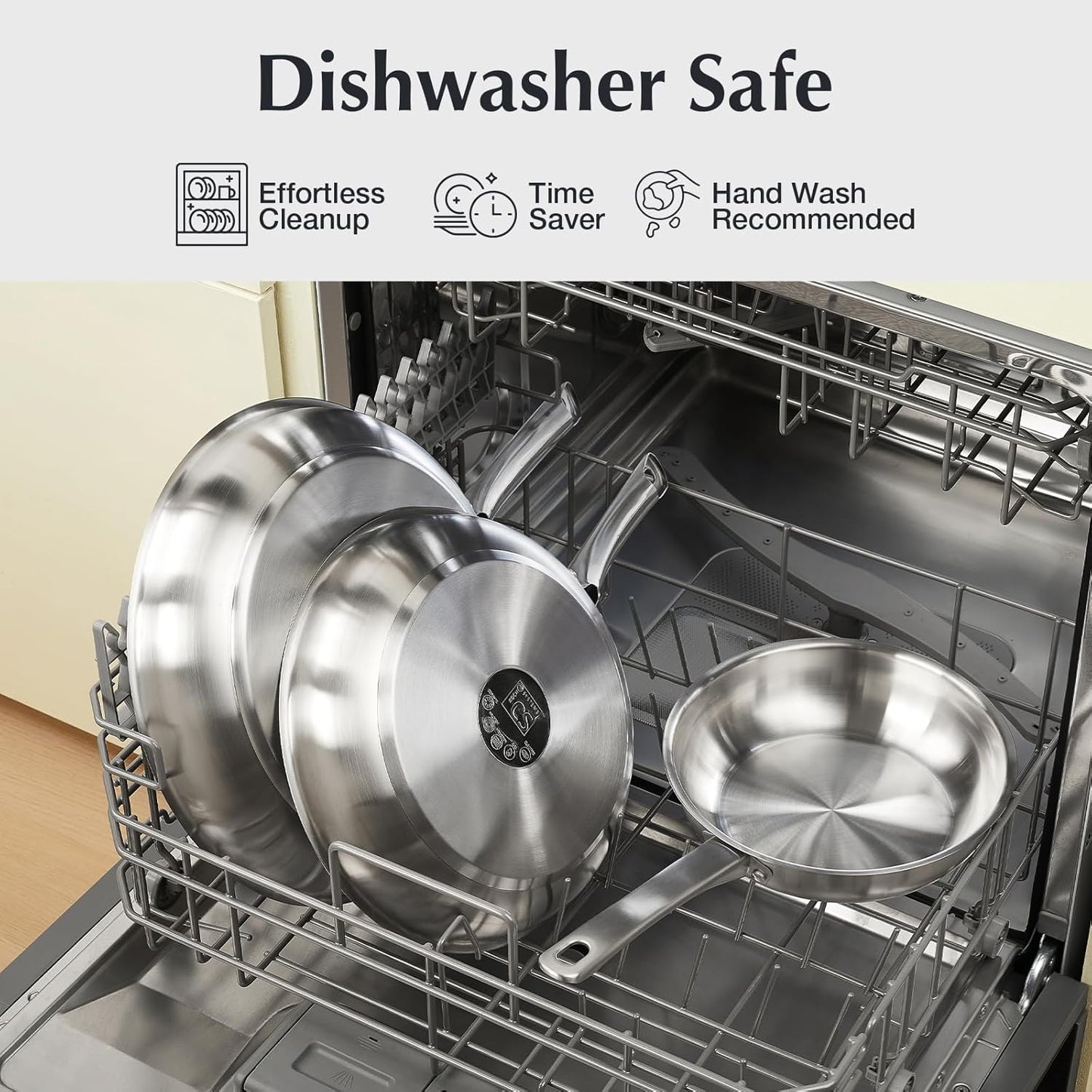 KOCH SYSTEME CS Stainless Steel Pan 10 Inch, Stainless Steel Frying Pan for Professional Cooking, PFAS-Free Steel Skillet with Tri-ply Bottom, Induction Compatible Skillet, Oven Safe