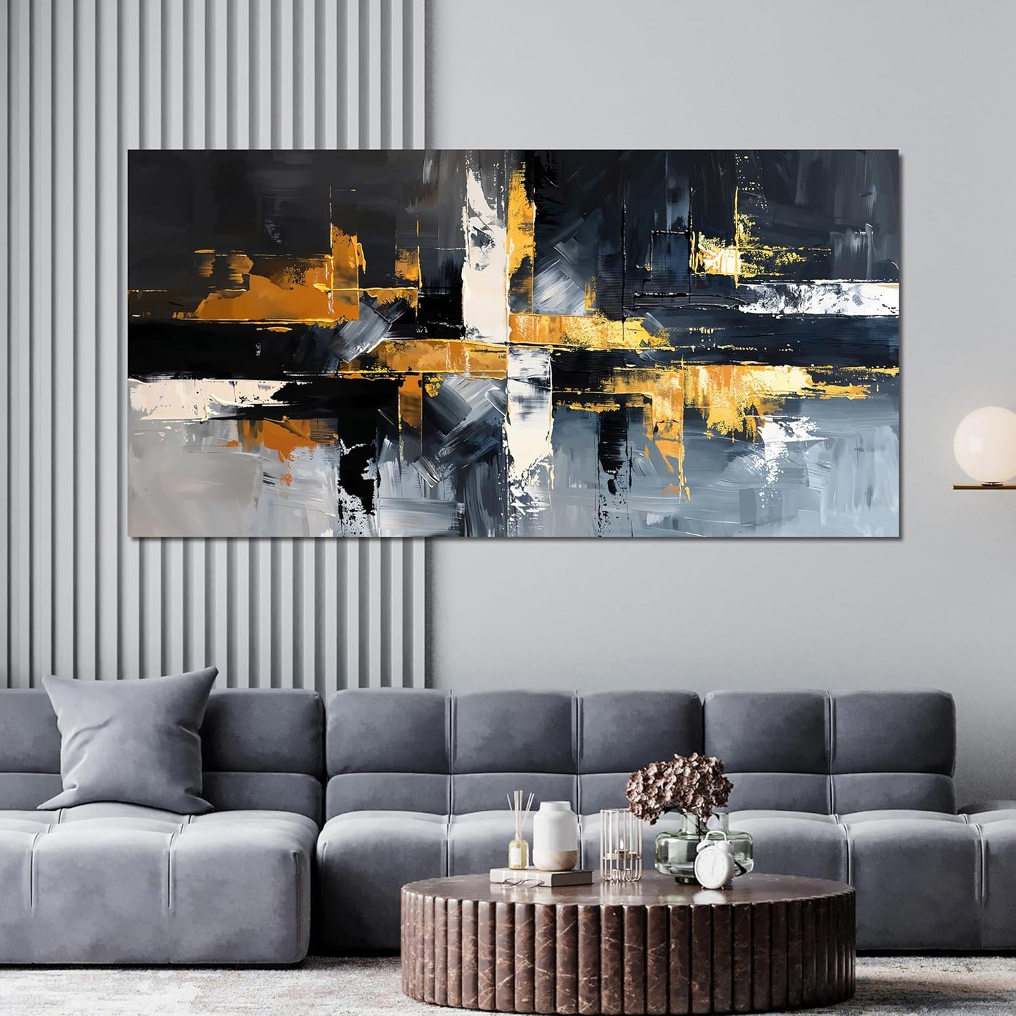 Large Canvas Wall Art Decor Oversized Gold Wall Art for Living Room Black and White Wall Art Prints Artwork for Walls Modern Abstract Art Abstract Canvas Art Wall Decor Bedroom Office Decor 29" X 58"