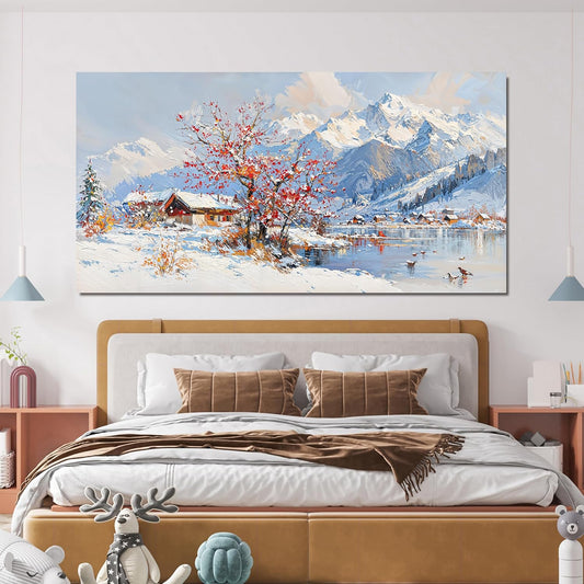 Canvas Wall Art Prints Vintage Wall Art Pictures for Living Room Landscape Farmhouse Wall Art Decorations Canvas Art Wall Decor Red Tree Flower Artwork For Walls Bedroom Office Home Decor 20" X 40"