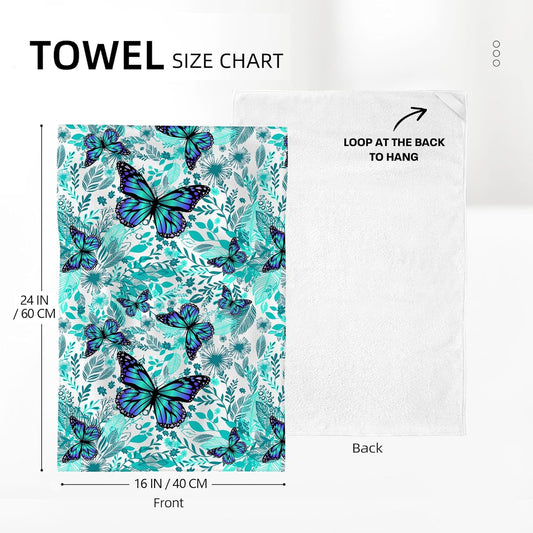Butterfly Green Kitchen Towels Decorative Set of 2, Soft Absorbent Botanic Dish Towels for Kitchen, Bar Tea Towels Hand Towels for Bathroom Farmhouse Spring Summer Decor