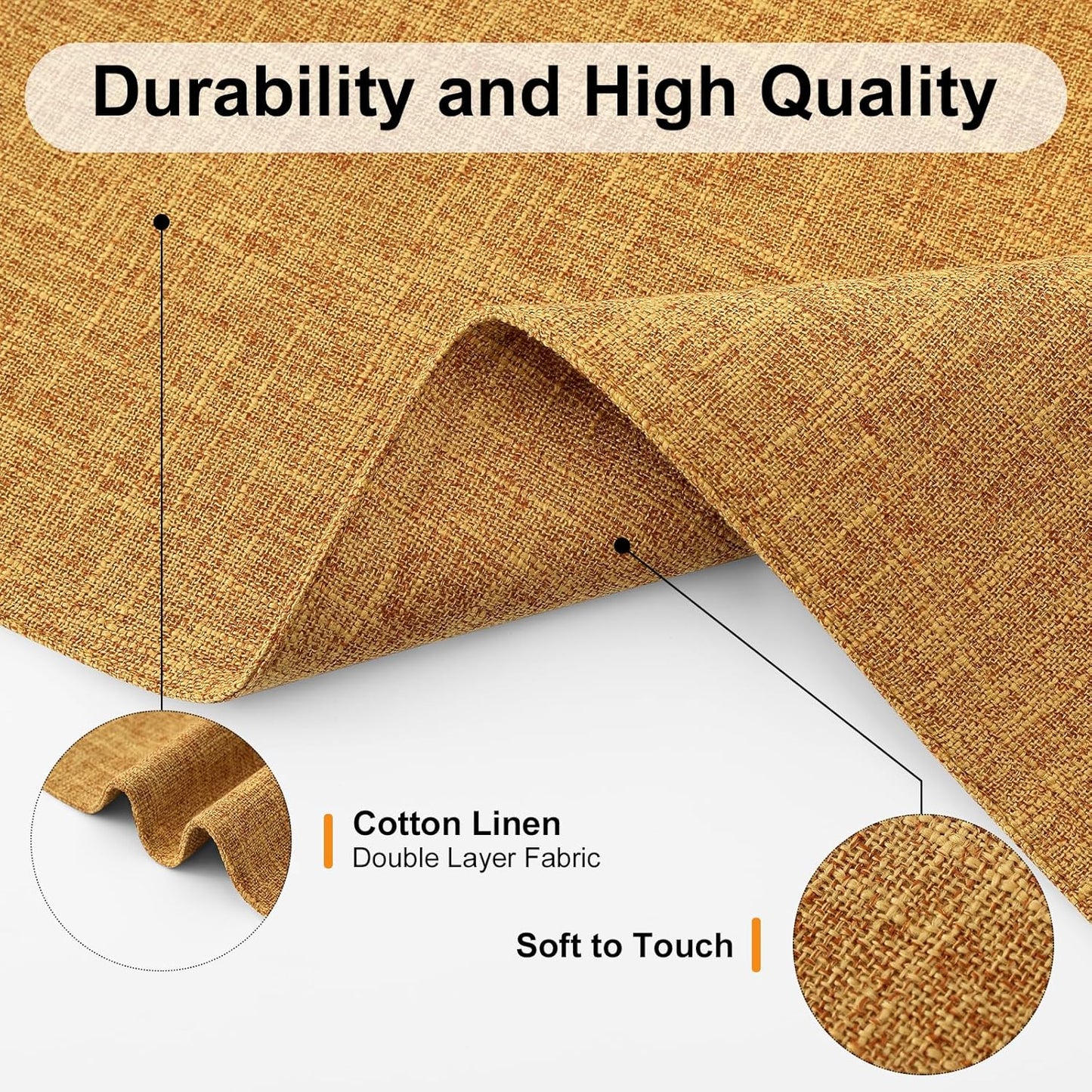 Homaxy Cloths Placemats for Dining Table Set of 6, Heat Resistant Washable Cotton Linen Blend Table Mats, Ideal for Kitchen Party Dining Decoration, 13" x 19", Amber