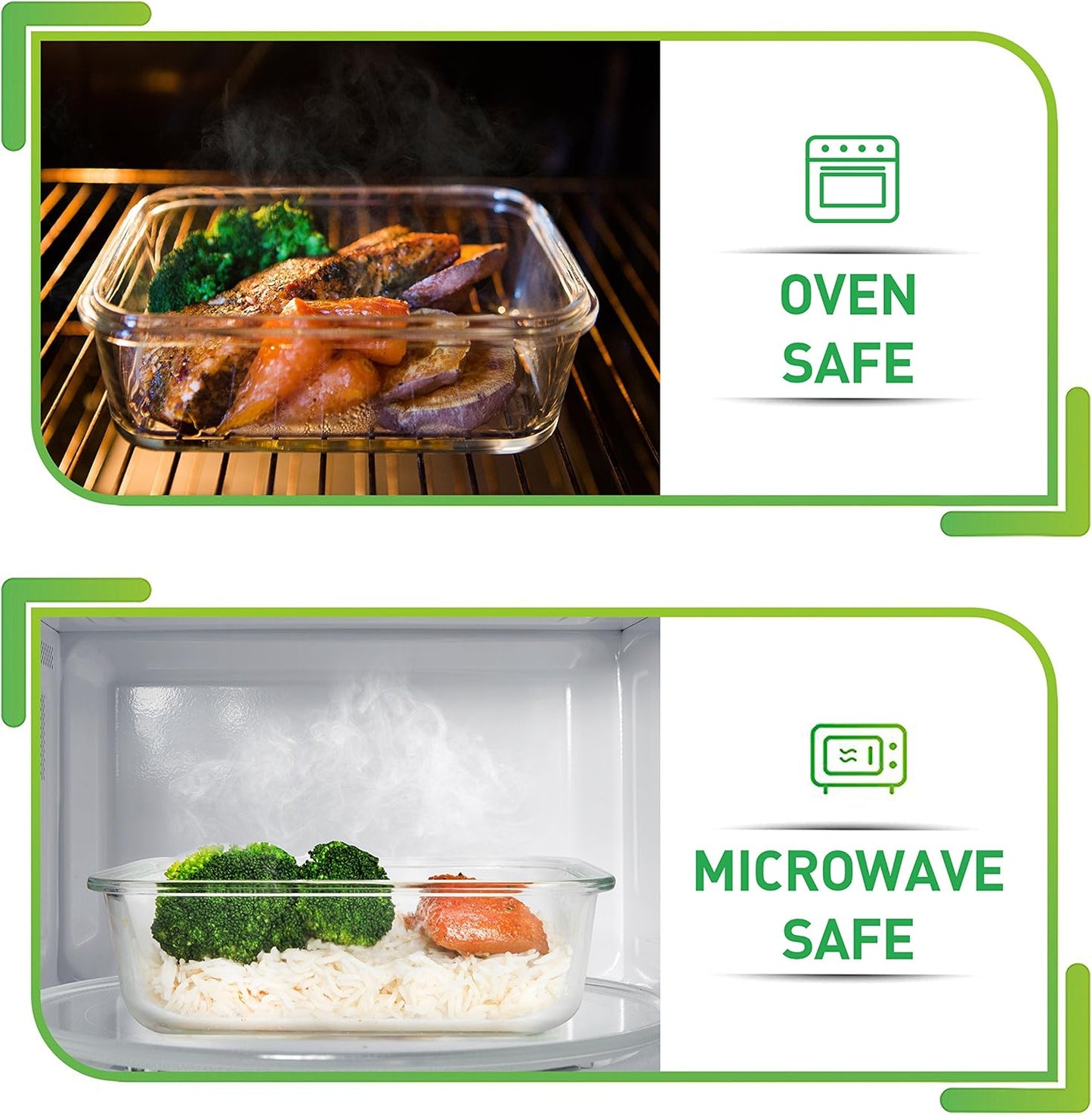 Prep Naturals Glass Meal Prep Containers - Oven, Microwave & Freezer Safe - Leakproof Airtight Glass Storage Containers with Lids - For Food Prep & Lunch - Pack of 5, 36 Oz, Square