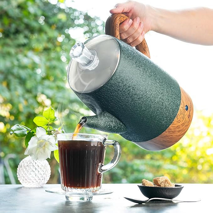 Mixpresso 10 Cup Percolator Coffee Pot Electric, Stainless Steel Coffee Percolator Electric With Keep Warm Function, Classic Perculator Pot With Removable Basket for Home or Office - Shiny Green