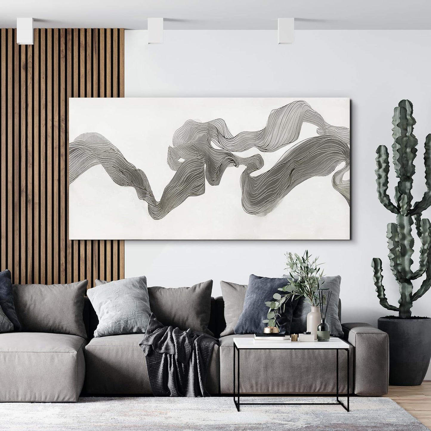 Abstract Wall Art Decor Large Modern Wall Art Decor Oversized Wall Art Pictures for Living Room Abstract Canvas Art Wall Decor Gray White Wall Art Prints Artwork for Walls Home Office Decor 29" X 58"
