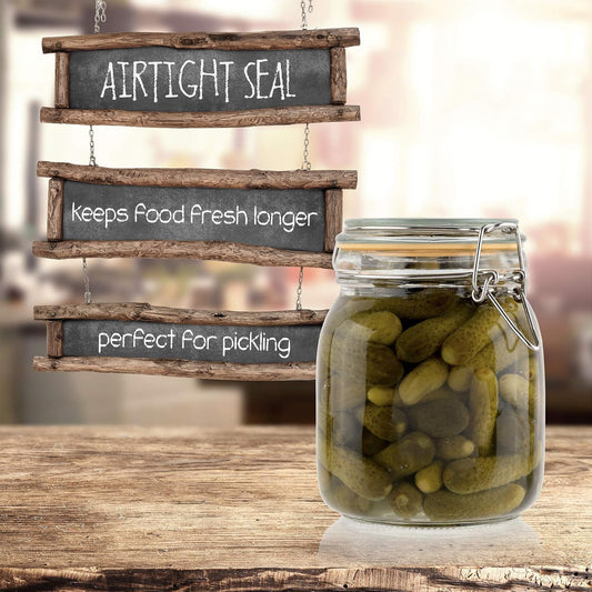 Galashield 32 oz Glass Jars with Lids Food Storage Jars with Airtight Lids Leak Proof Glass Canisters Kitchen Jars [Set of 2]