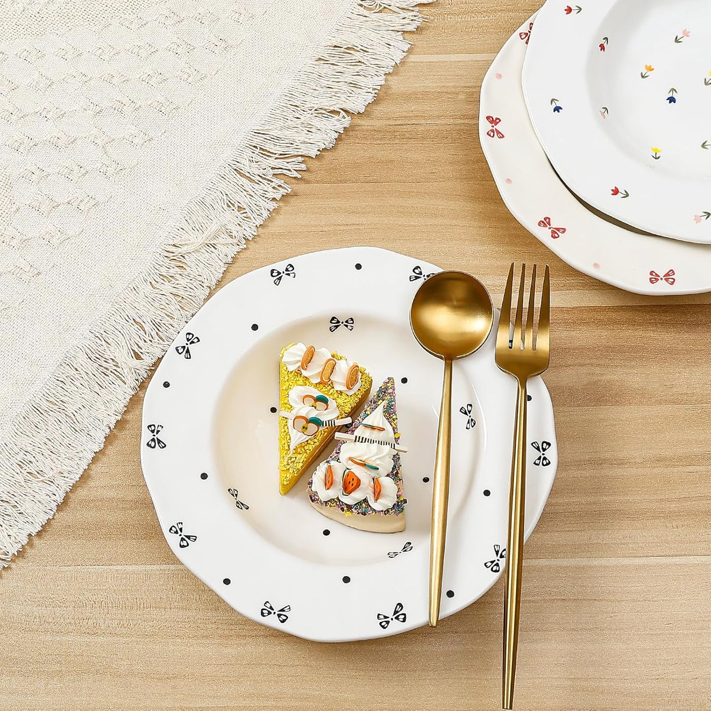 Koythin Ceramic Straw Hat Ramen Bowl Set, Pasta Bowls, Salad Serving Bowl for Noodle, Dinner, Salad, Microwave Dishwasher Safe (Pink Bow)