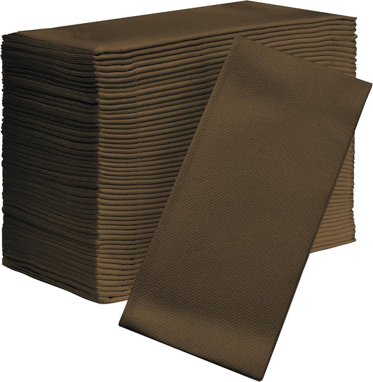 AMERICAN HOMESTEAD Paper Napkins - Brown Disposable Linen-Like Dinner Napkins - Restaurant-Quality Table Serviettes for Weddings, Parties, and Events - 15.75" x 15.75" - 50 Count