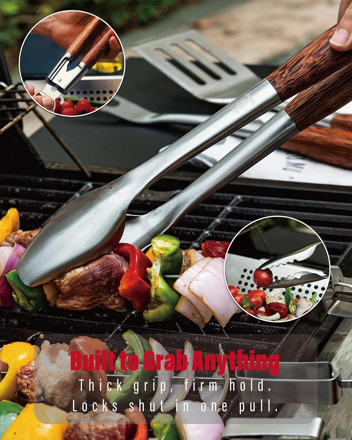 Heavy-Duty Panga-Panga BBQ Grilling Tools Set. Extra Thick Stainless Steel Multi-Function Spatula, Fork & Tongs | Essential Accessories for Barbecue & Grill. Ideal Gift for Father