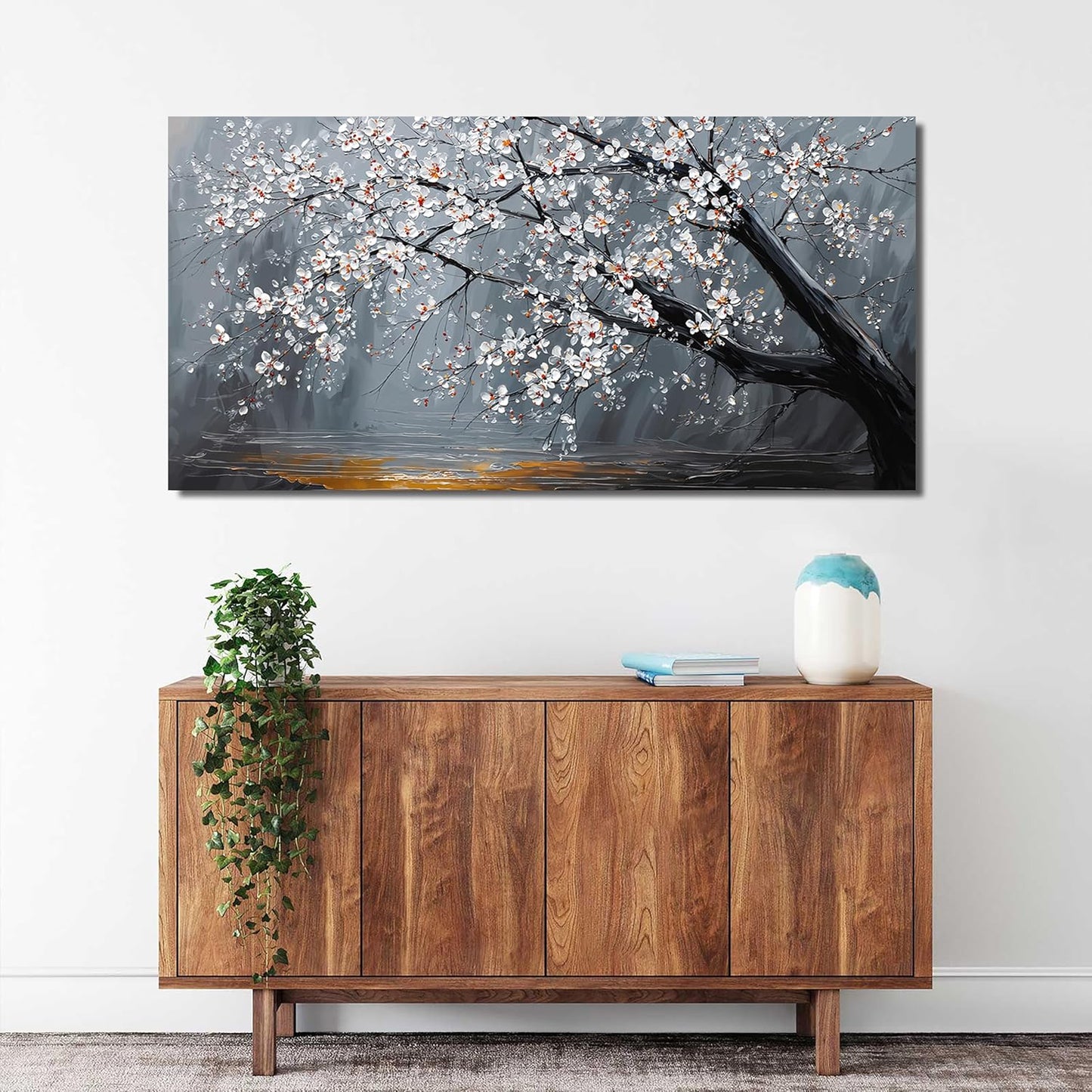 Canvas Wall Art Decor Modern Botanical Wall Art Prints Art Work For Flower Wall Decor Black And White Floral Wall Art Pictures For Living Room Bedroom Office Decor 20"X 40" Artwork For Walls